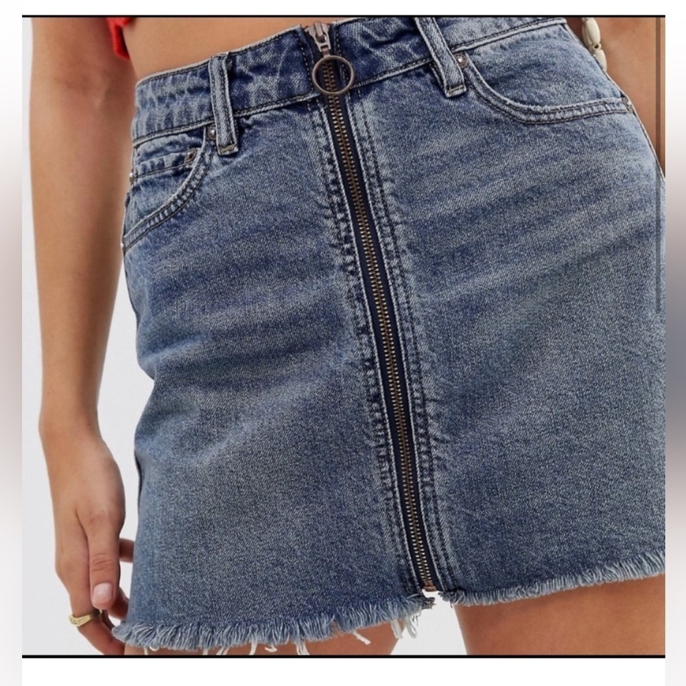 Free People "We The Free" denim zip front mini skirt